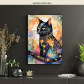 Kosmische Zwarte Kat Kunst Hemelse Kat Magische Ge Poster