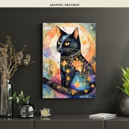 Kosmische Zwarte Kat Kunst Hemelse Kat Magische Ge Poster