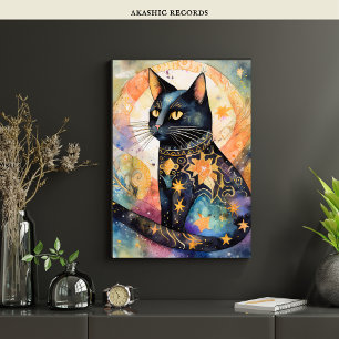 Kosmische Zwarte Kat Kunst Hemelse Kat Magische Ge Poster