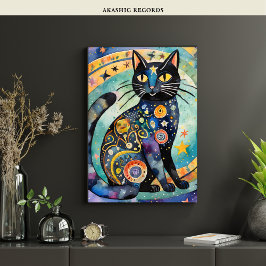 Kosmische Zwarte Kat Kunst Hemelse Kat Magische Ge Poster