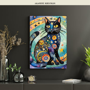 Kosmische Zwarte Kat Kunst Hemelse Kat Magische Ge Poster
