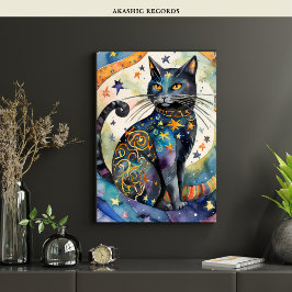 Kosmische Zwarte Kat Kunst Hemelse Kat Magische Ge Poster