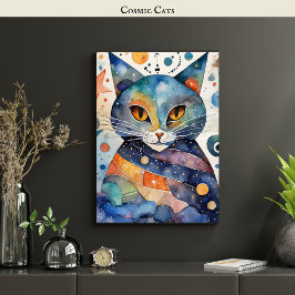 Kosmische Zwarte Kat Kunst Hemelse Kat Magische Ge Poster