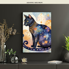 Kosmische Zwarte Kat Kunst Hemelse Kat Magische Ge Poster