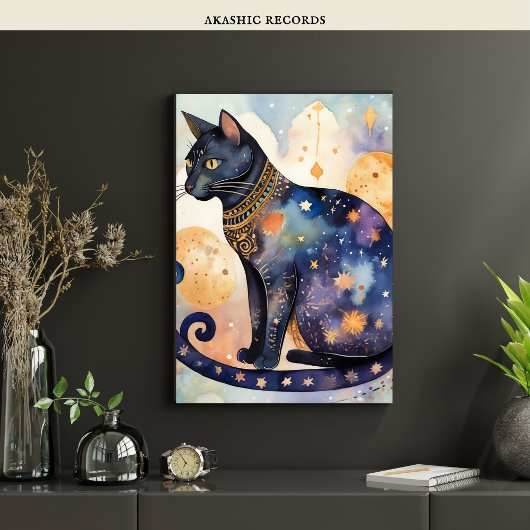Kosmische Zwarte Kat Kunst Hemelse Kat Magische Ge Poster
