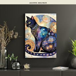Kosmische Zwarte Kat Kunst Hemelse Kat Magische Ge Poster