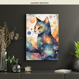Kosmische Zwarte Kat Kunst Hemelse Kat Magische Ge Poster