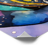 Kosmische Zwarte Kat Kunst Hemelse Kat Magische Ge Poster (Hoek)