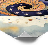 Kosmische Zwarte Kat Kunst Hemelse Kat Magische Ge Poster (Hoek)