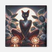 Kosmische zwarte kat met gloeiende ogen Surrealist Magneet (Voorkant)