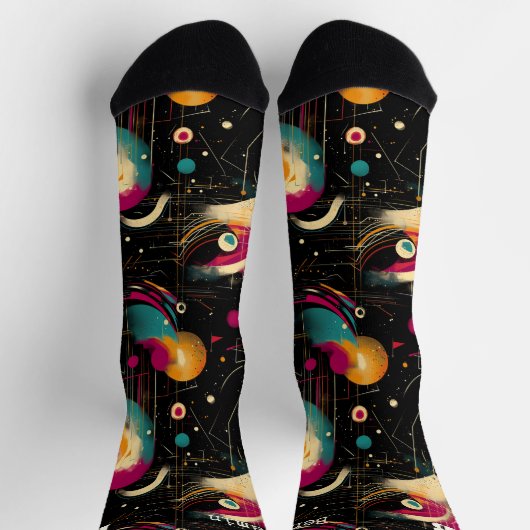 Kosmische Zwarte Sokken met Levendig Nebula Ontwer (Top)