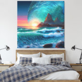 Kosmische zwellingen zeegezicht canvas afdruk (Insitu (Slaapkamer))