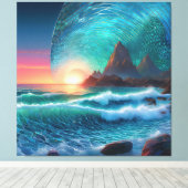 Kosmische zwellingen zeegezicht canvas afdruk (Insitu (Houten vloer))