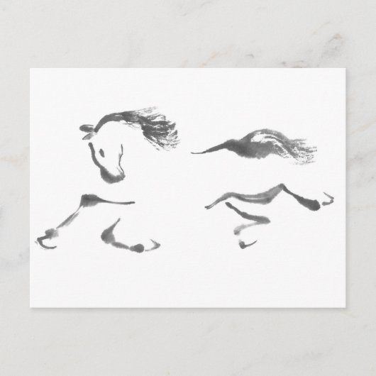 Kosmische Zwerver, Jaar sumi-E van het Paard Feestdagenkaart (Voorkant)