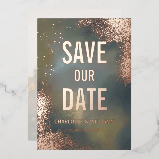 Kosmisches Glitzern Hombre Foto-overlay Bewaar de Folie Uitnodiging (Voorkant / Achterkant)