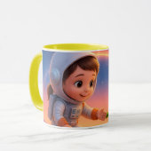 Kosmonaulische en kleine buitenaardse familie mok (Voorkant links)