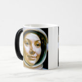 Kosmonautische vrouw magische mok (Voorkant links)