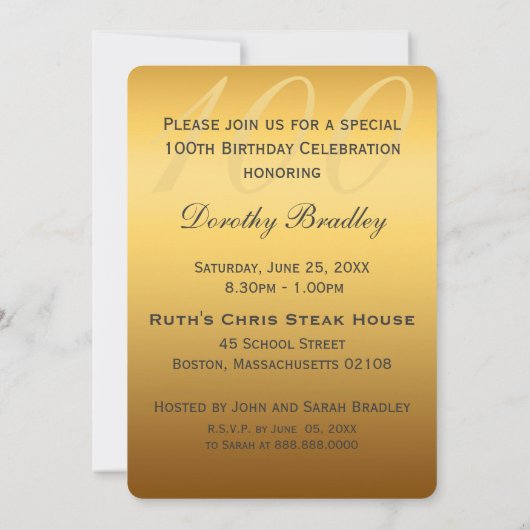 Kosmos 100e verjaardag viering aangepaste uitnodig kaart (Achterkant)