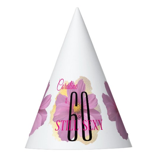 Kosmos Bloem Gele Verf Splash 60 & Nog Sexy Feesthoedjes (Voorkant)