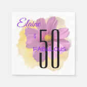 Kosmos Bloem op Gele Verf Splash 50 & Fabulous Servet (Voorkant)