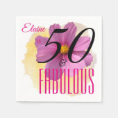 Kosmos Bloem op Gele Verf Splash 50 & Fabulous Servet (Voorkant)