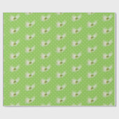 Kosmos bloem op poolstippen cadeaupapier (Vlak)