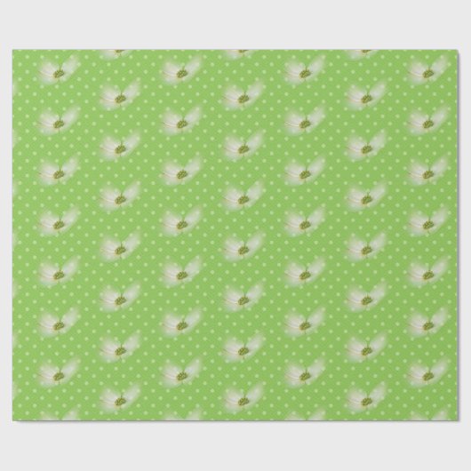 Kosmos bloem op poolstippen cadeaupapier (Vlak)