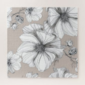 Kosmos Bloemen: Botanisch Tekenpatroon. Legpuzzel (Horizontaal)
