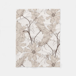 Kosmos bloemen en blad illustratie. fleece deken