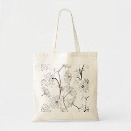 Kosmos bloemen en blad illustratie. tote bag