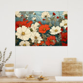 Kosmos bloemen kunst schilderij. poster (Keuken)