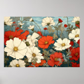 Kosmos bloemen kunst schilderij. poster (Voorkant)