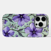 Kosmos Bloemen op een Blauw Canvas Case-Mate iPhone Case (Achterkant (horizontaal))