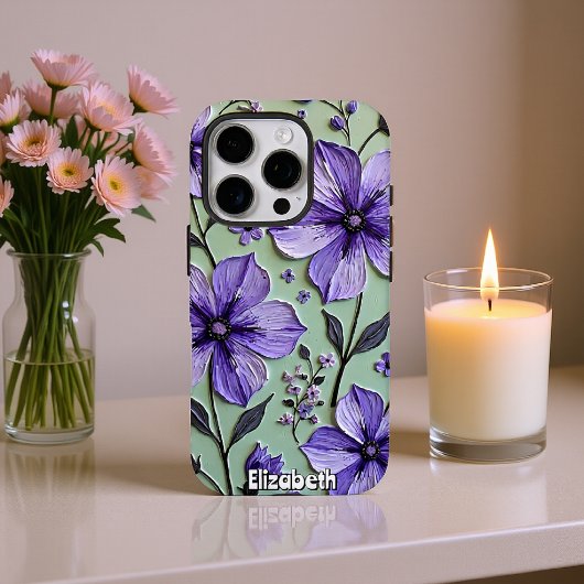 Kosmos Bloemen op een Blauw Canvas Case-Mate iPhone Case