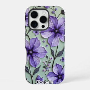 Kosmos Bloemen op een Blauw Canvas iPhone 16 Pro Hoesje