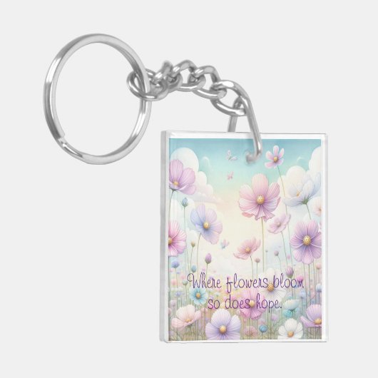 Kosmos Bloemen & Quote Sleutelhanger (Voorkant Links)