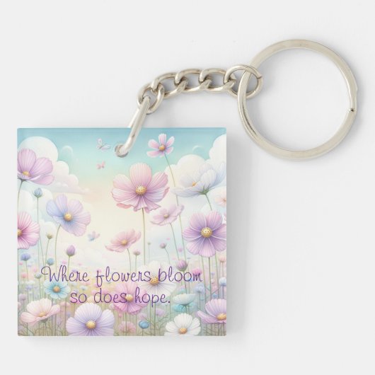 Kosmos Bloemen & Quote Sleutelhanger (Achterkant)