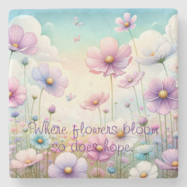 Kosmos Bloemen & Quote Stenen Onderzetter