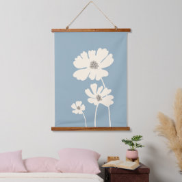 Kosmos Bloemen Silhouetten Moderne Bloemenmuur Hangend Wandkleed