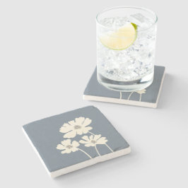 Kosmos Bloemen Silhouetten Moderne Bloemenmuur Stenen Onderzetter