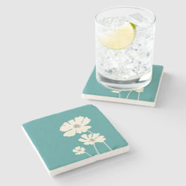 Kosmos Bloemen Silhouetten Moderne Bloemenmuur Stenen Onderzetter