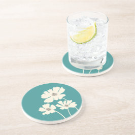 Kosmos Bloemen Silhouetten Moderne Bloemenmuur Zandsteen Onderzetter