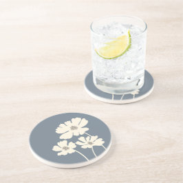 Kosmos Bloemen Silhouetten Moderne Bloemenmuur Zandsteen Onderzetter