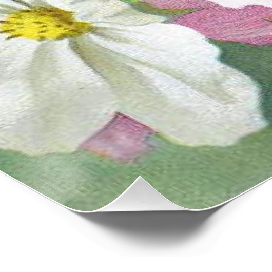 Kosmos Bloemvlinder  Bloemen Roze Wit Perfect Poster (Hoek)