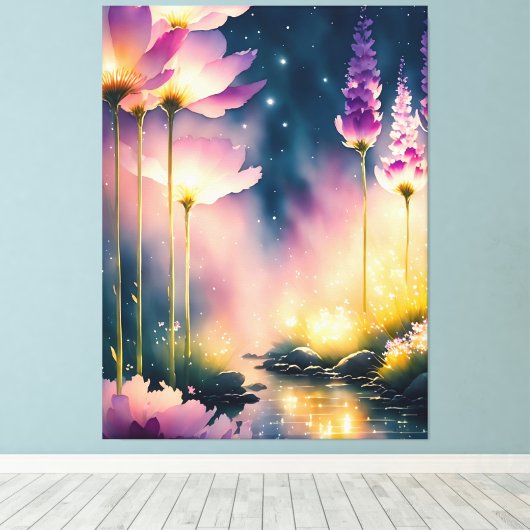 Kosmos bloesems kunstwerk canvas afdruk (Insitu (Houten vloer))