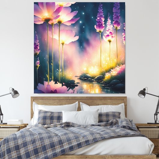 Kosmos bloesems kunstwerk canvas afdruk (Insitu (Slaapkamer))