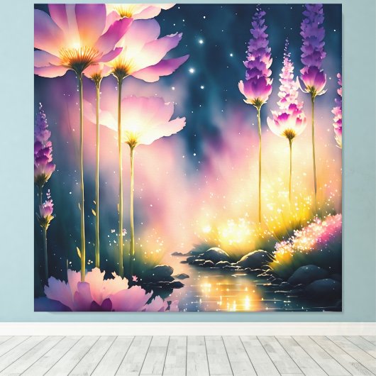 Kosmos bloesems kunstwerk canvas afdruk (Insitu (Houten vloer))