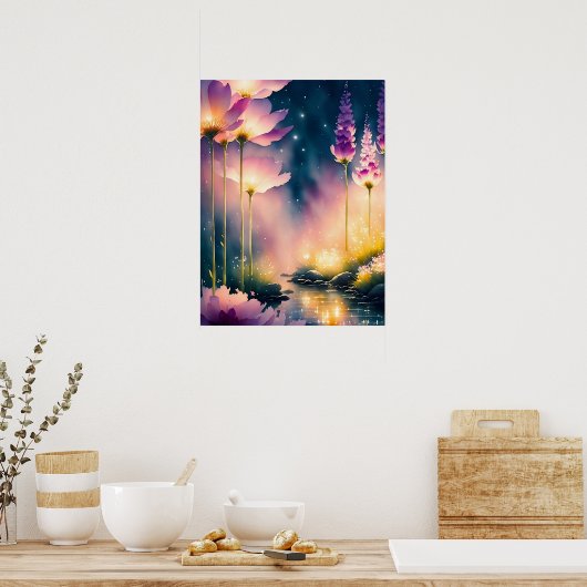 Kosmos bloesems kunstwerk poster (Keuken)