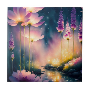 Kosmos bloesems kunstwerk tegeltje