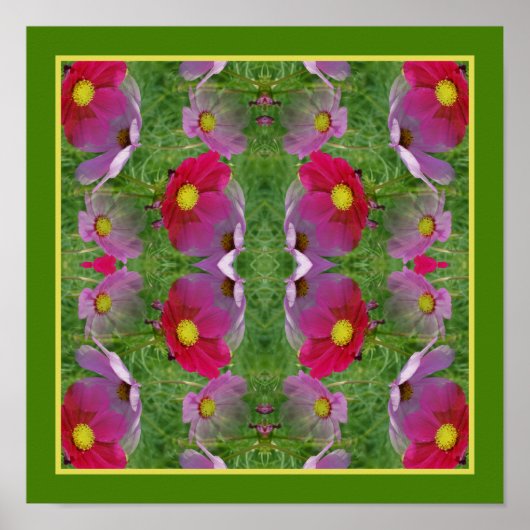 Kosmos Daisy Flowers spiegelen Abstracte Natuur Poster (Voorkant)